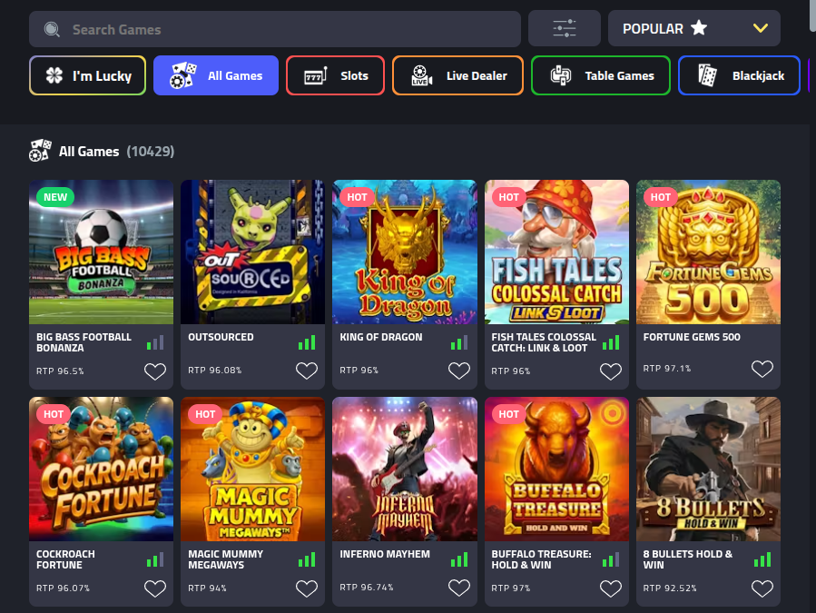 mBit Casino Game Library